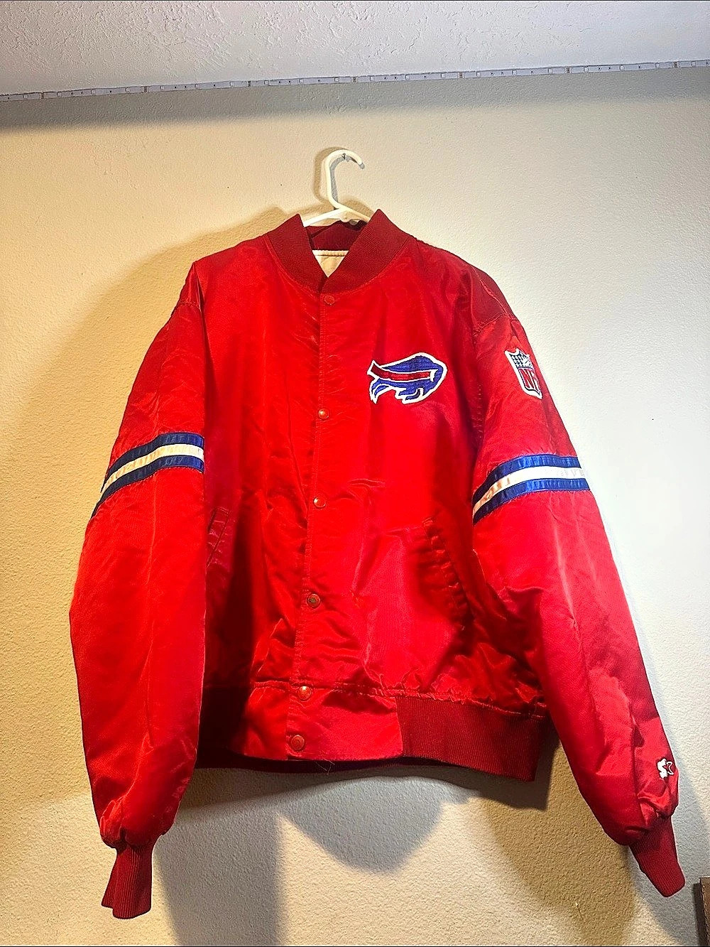 Vintage 80s Buffalo Bills Starter Satin Jacket Red Authentic Pro Line XXL Rare